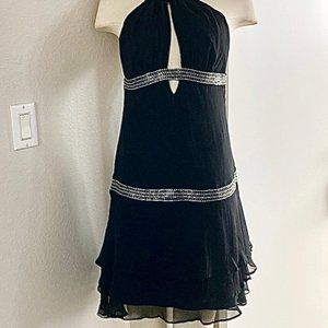 black backless cocktail dress